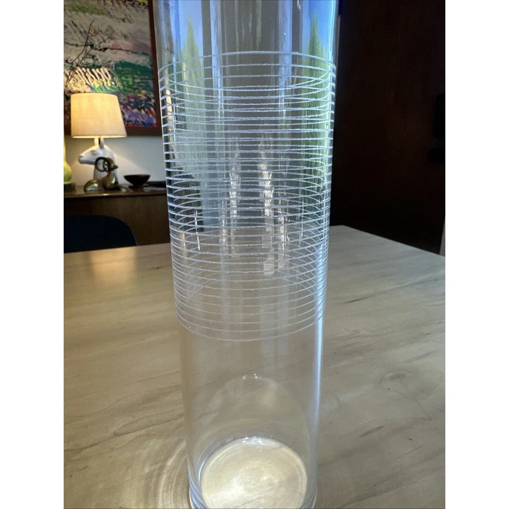 Vintage 70's MCM‎ Delicate Striped Clear Glass Cocktail Decanter Striped Pitcher